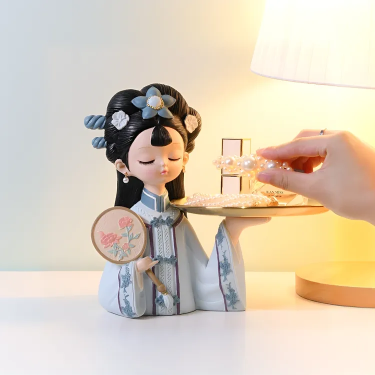 中式宫廷格格托盘入户玄关放钥匙收纳摆件家居装饰品乔迁居新奇特