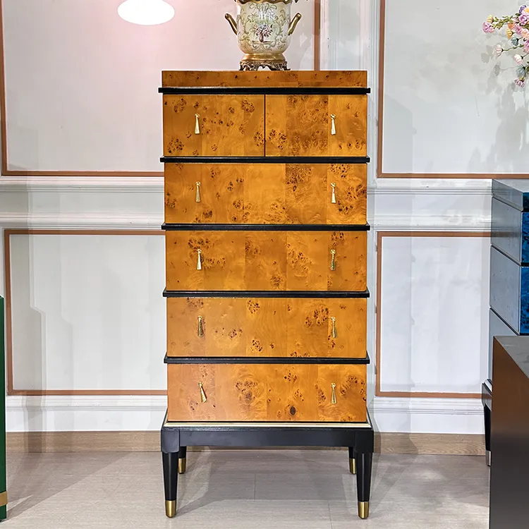 美式高奢帝皇金五斗柜法式走廊装饰柜意式玄关柜卧室抽屉柜3312