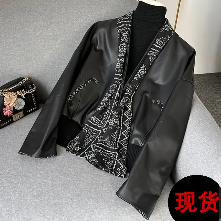海宁皮衣女2025春季新款短款休闲上衣时尚显瘦皮夹克宽松百搭外套