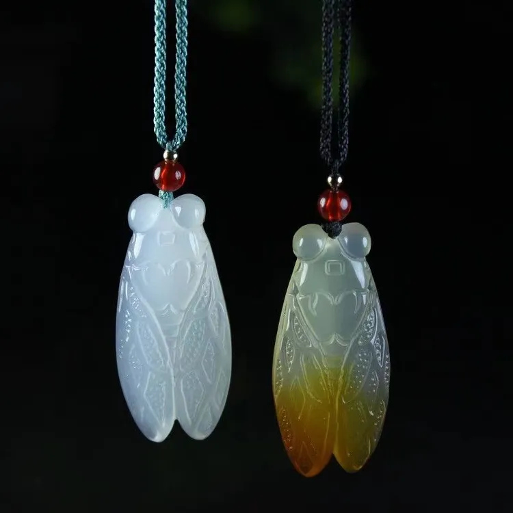 天然玉石玛瑙玉髓一鸣惊人吊坠挂坠男女款精雕刻气质知了吊坠挂坠