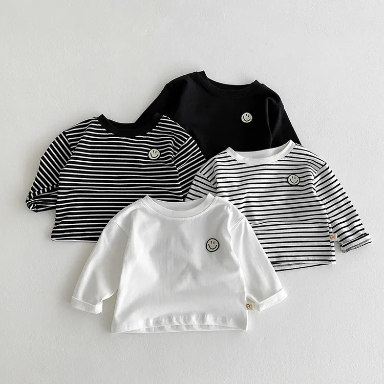 儿童打底衫春秋装长袖T恤男女童韩版打底衫宝宝休闲条纹上衣秋衣