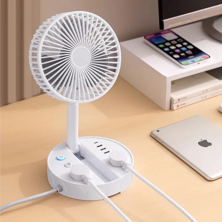 桌面风扇插座面板插排插线板带插头折叠收纳小风扇USB带typec插板
