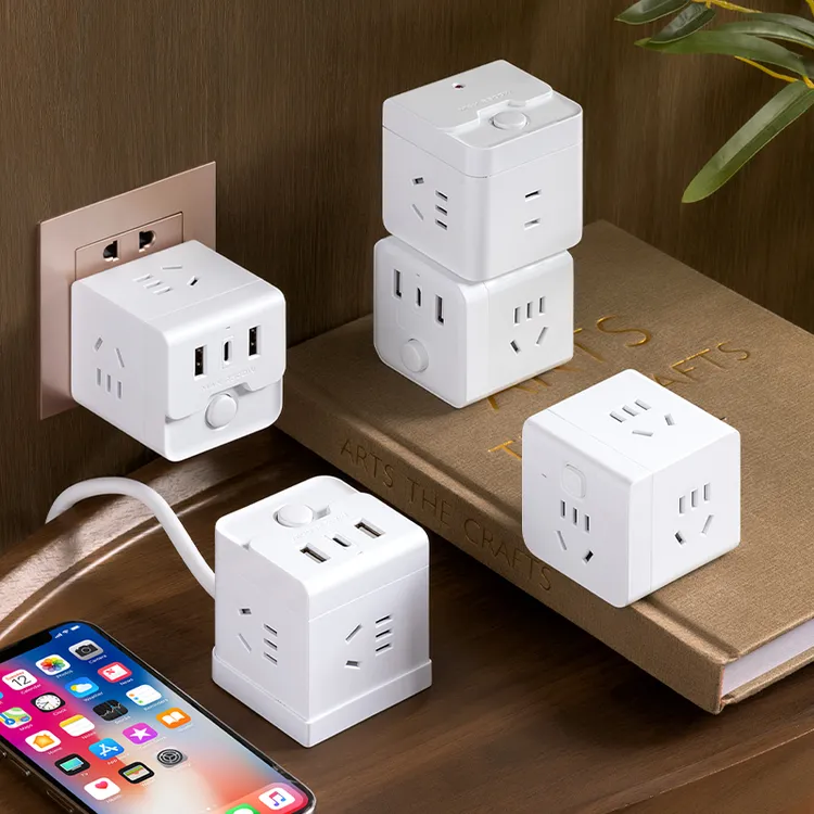 魔方桌面立式转换器插座带线插排USB带Typec插口带长线插线板排插