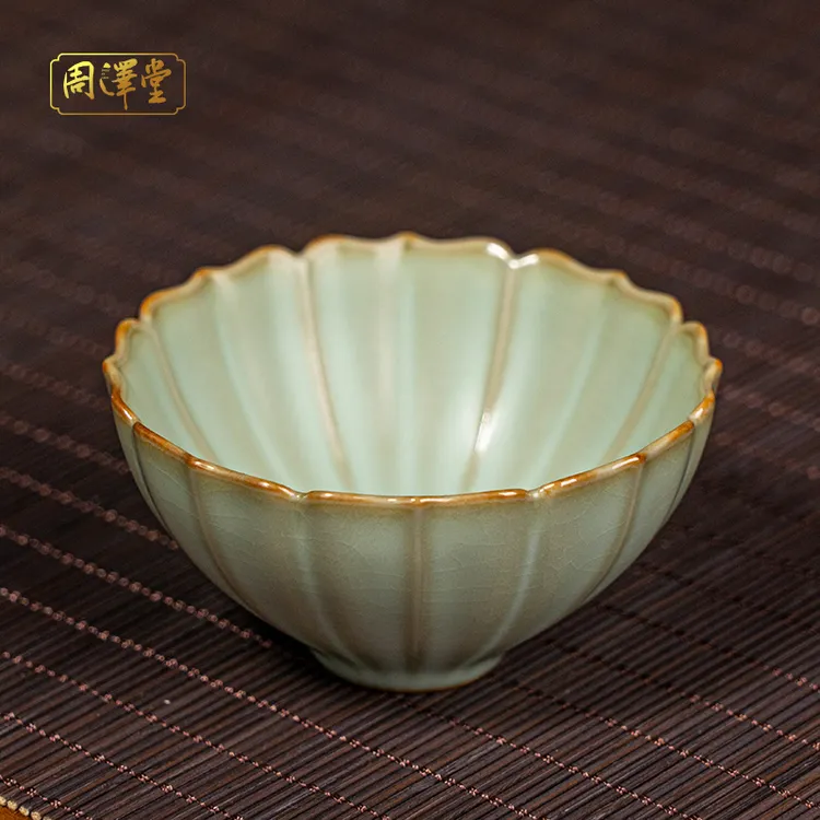 周泽堂轻鸿杯86ml主人茶杯茶盏薄胎景德镇汝瓷汝窑主人杯开片