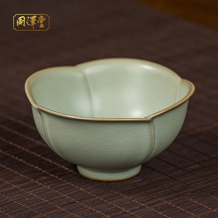 周泽堂清莲杯145ml主人杯单杯茶碗手工杯景德镇陶瓷杯大号茶杯