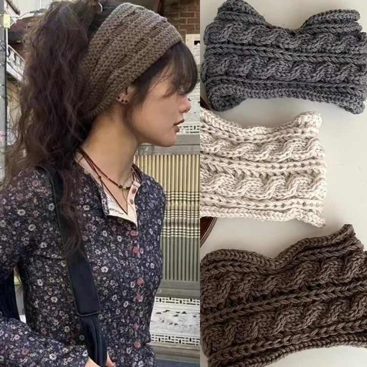 ins博主同款 韩国秋冬搭配纯色麻花蝴蝶结发带百搭可爱发箍发饰女