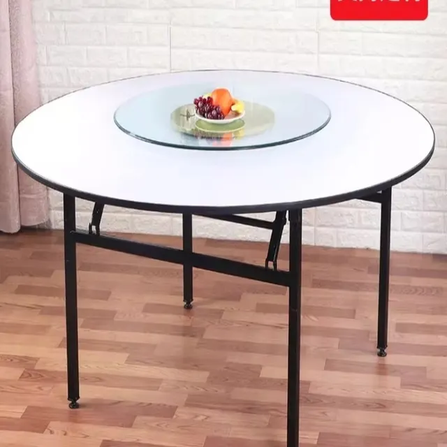 厂家直销大圆桌25人餐桌转盘桌椅折叠婚庆饭店电动餐厅PVC餐桌