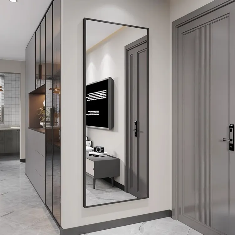 全身镜落地式镜子家用卧室穿衣镜玄关壁挂墙面镜打孔挂墙式试衣镜