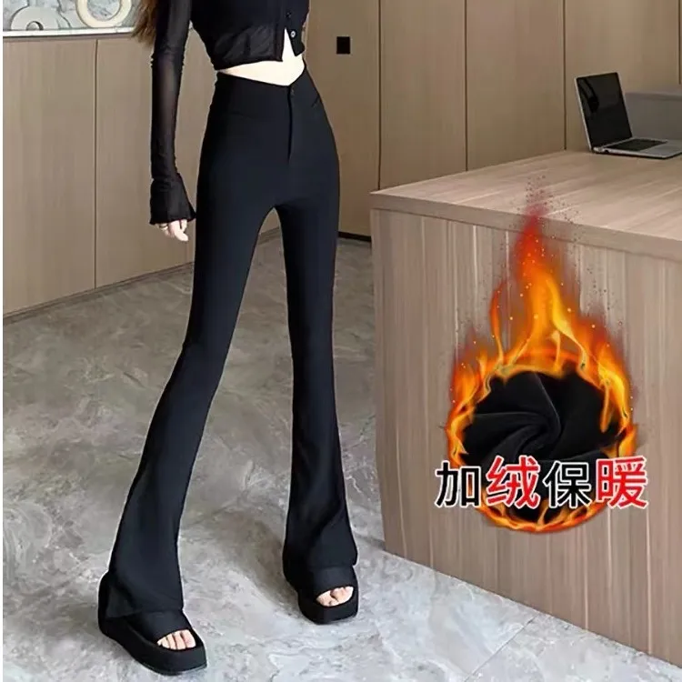 黑色高腰微喇叭裤女百搭垂感修身显瘦弹力时尚气质瘦腿美人裤271