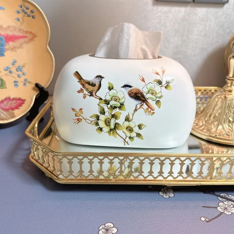 新中式陶瓷纸巾盒轻奢风纸抽盒抽纸盒客厅茶几摆件餐巾纸盒家用