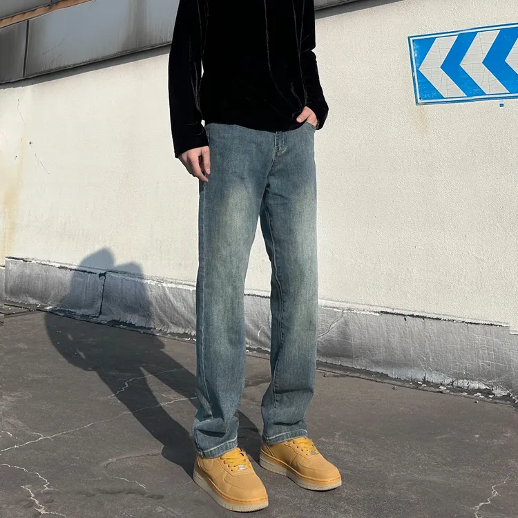 2025新款微弹直筒牛仔裤男春秋款美式高街ins男裤高级感显瘦长裤