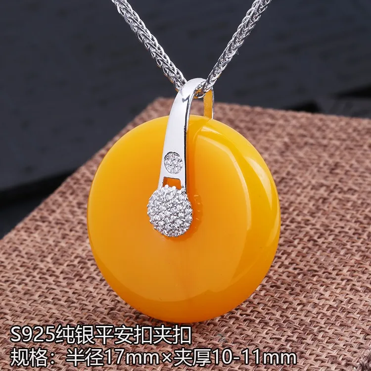 925银合成锆石银制品 大号平安扣夹扣纯银吊坠扣夹扣项链扣头镶嵌