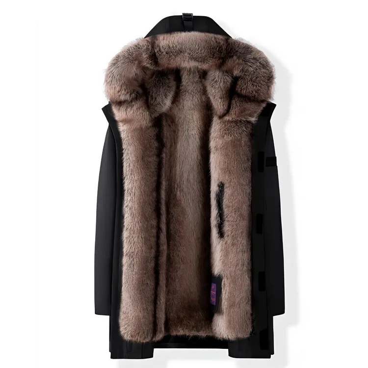 男款中长款高端男装毛内胆派克大衣连帽保暖加厚冬季抗寒秋冬