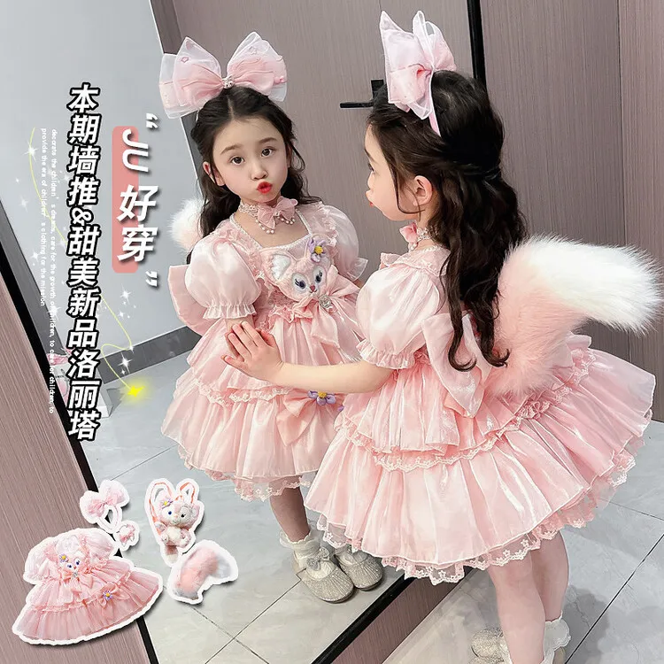 女童明星玲娜贝儿洋气甜美重工洛丽塔Lolita粉色六一儿童裙儿童节