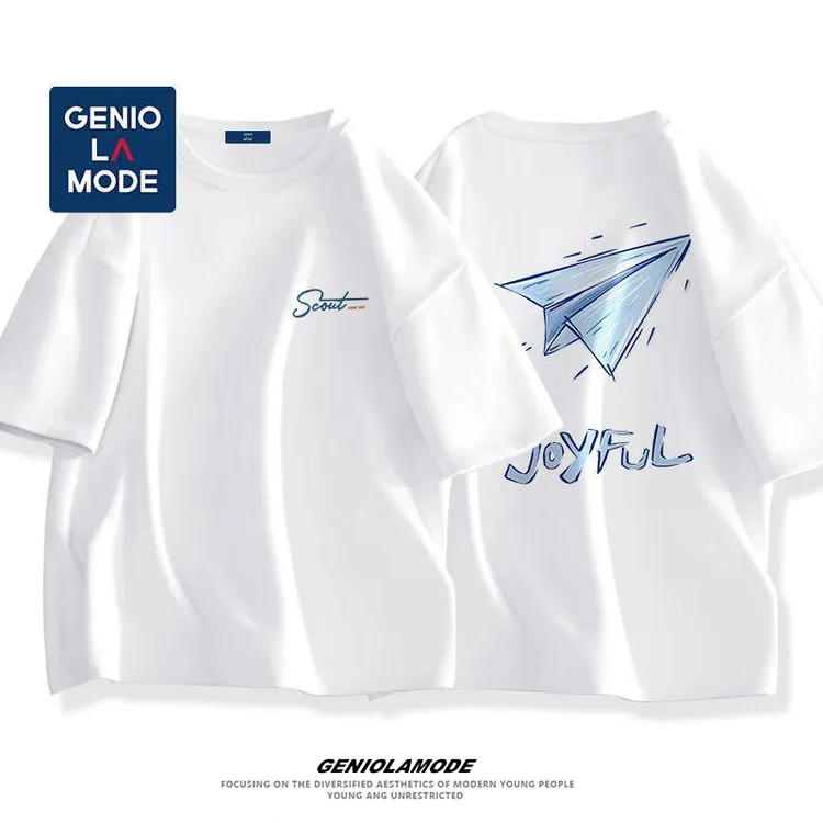GENIOLAMODE2025新款短袖t恤男纯棉夏季日系半截袖宽松大码体恤潮