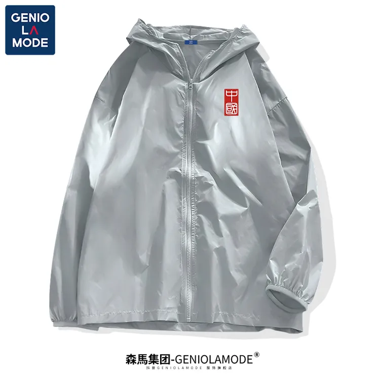 GENIOLAMODE凉呼呼男士夹克夏季冰丝凉感宽松港风上衣外套男潮