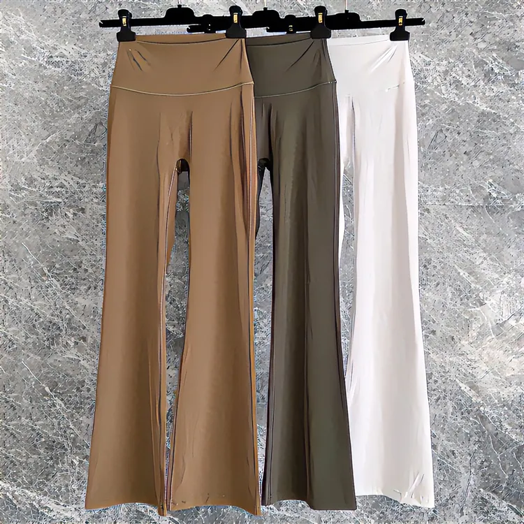 超薄白色瑜伽喇叭女夏高腰时尚显瘦速干长裤休闲超薄白色瑜伽裤