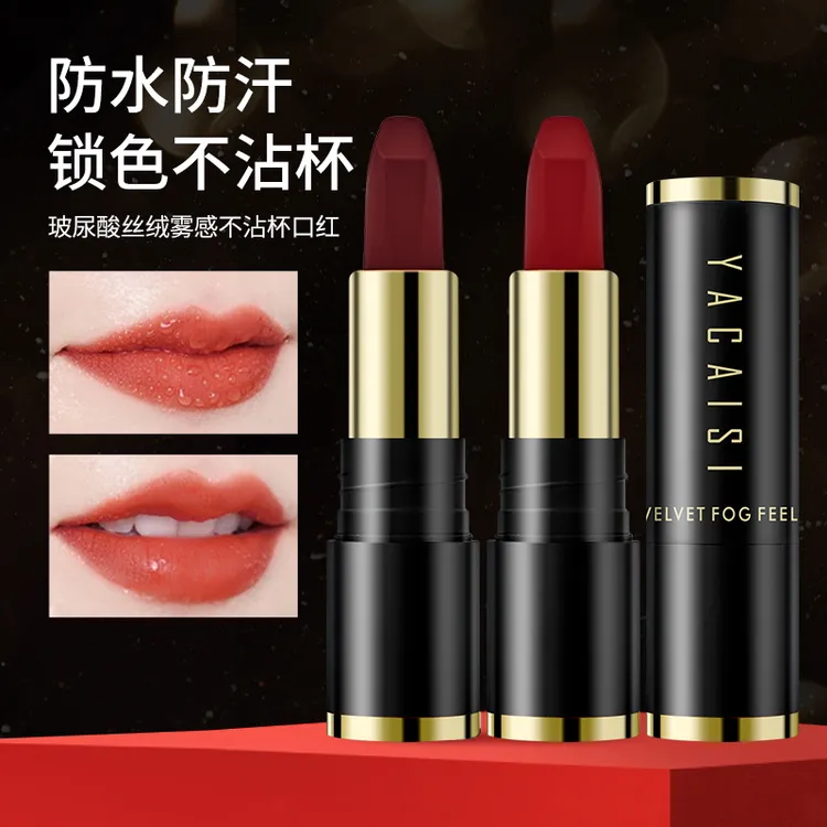 雅彩思玻尿酸丝绒雾感口红防水防汗上色不掉色不沾杯补水显白