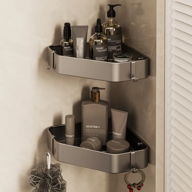 灰浴室免打孔三角置物架卫生间厕所手间漱台壁挂式实用居家好物