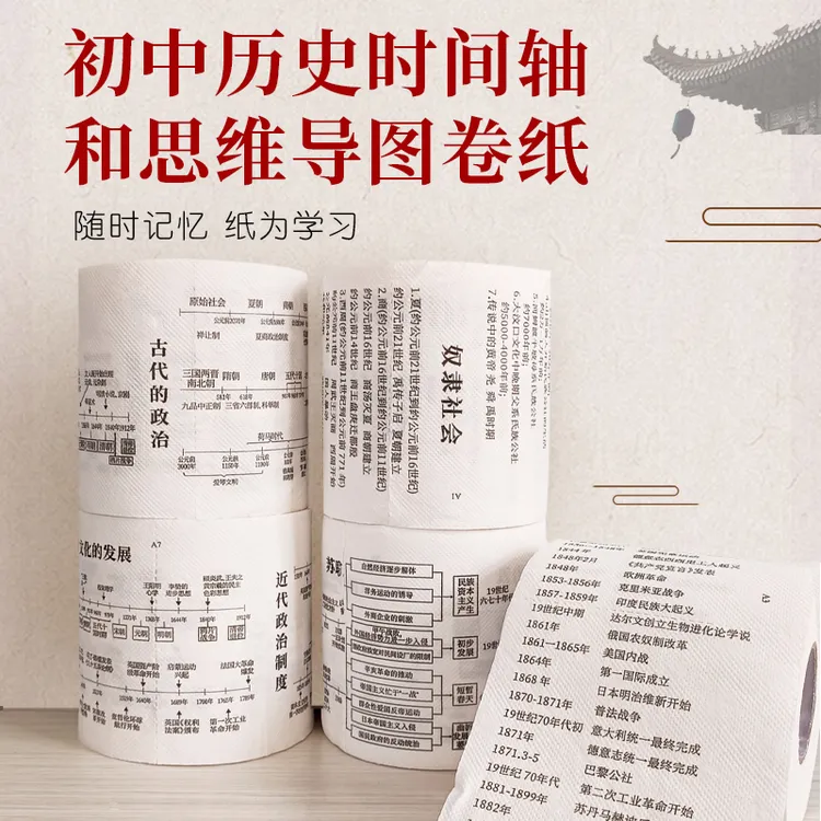 初中历史时间轴思维导图卷纸学霸厕纸创意印字卫生纸学生生日礼物