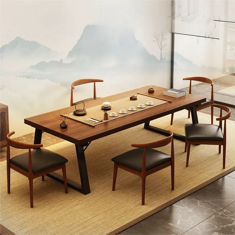 茶桌椅组合一桌五椅茶台洽谈桌现代简约阳台大板茶桌新中式泡茶桌