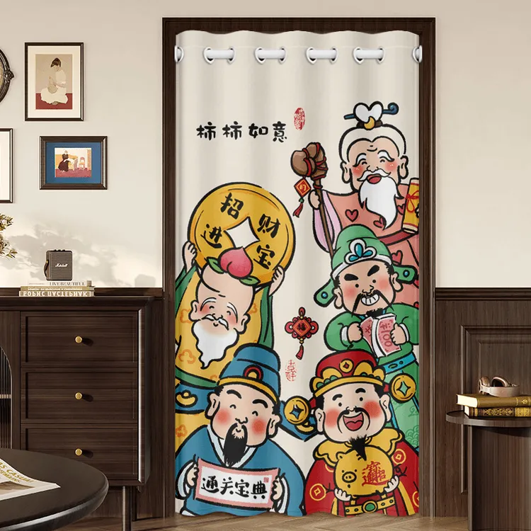 家用中式免打孔伸缩杆空调门帘半帘厨房隔油烟防蚊厕所店铺商用