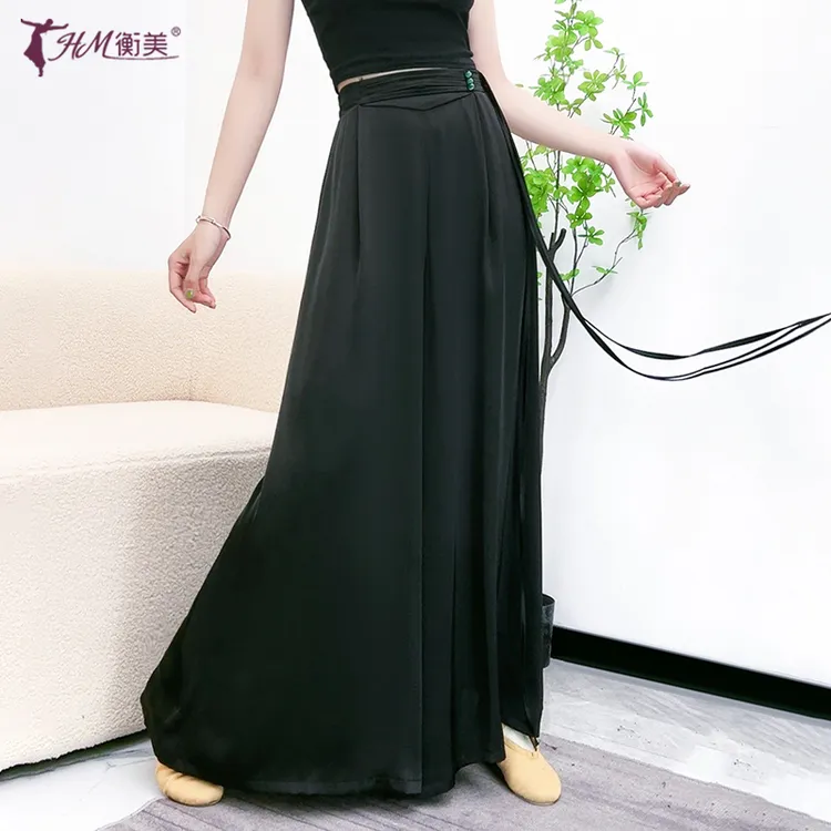 现代舞练功服女直筒束腰阔腿裤飘逸中国舞民族古典舞艺考舞蹈服装