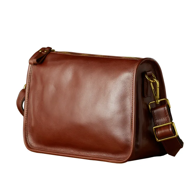 手工原创真皮男士单肩包时尚休闲腋下小方包头层牛皮斜挎包女背包