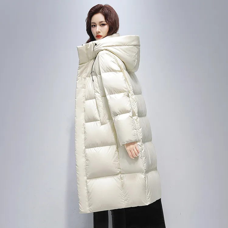 YAYA/鸭鸭鸭绒长款羽绒服时尚户外连帽中长款加厚保暖修身韩版