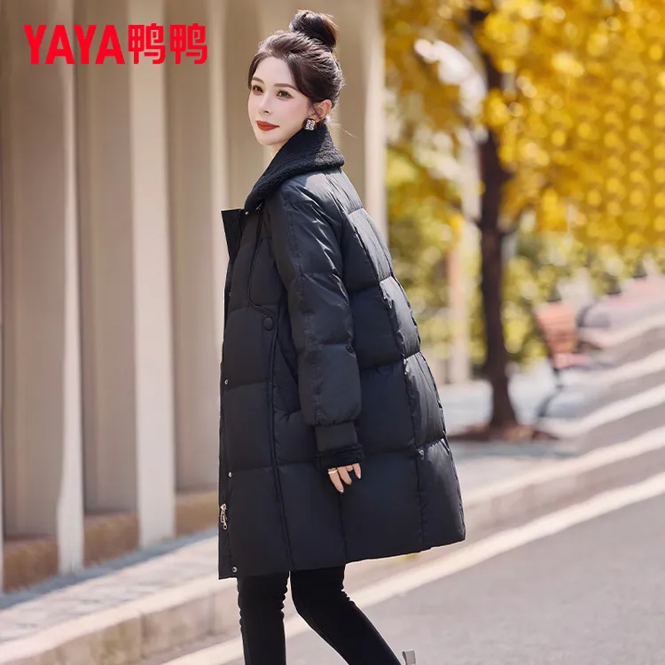 YAYA/鸭鸭2025新款冬季户外女士时尚运动防风女长款羽绒服