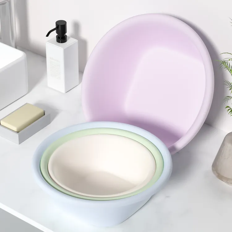 4个高颜值加厚耐用圆形家用洗脸盆四件套【特大+大+中+小】6688