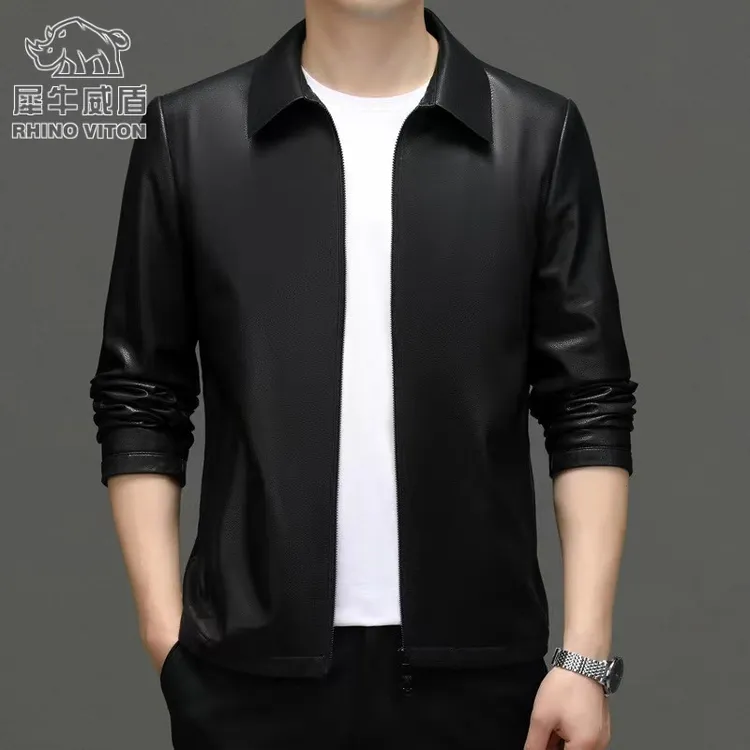 男士翻领皮衣夹克外套上衣百搭时尚休闲春秋季新款PY86-T
