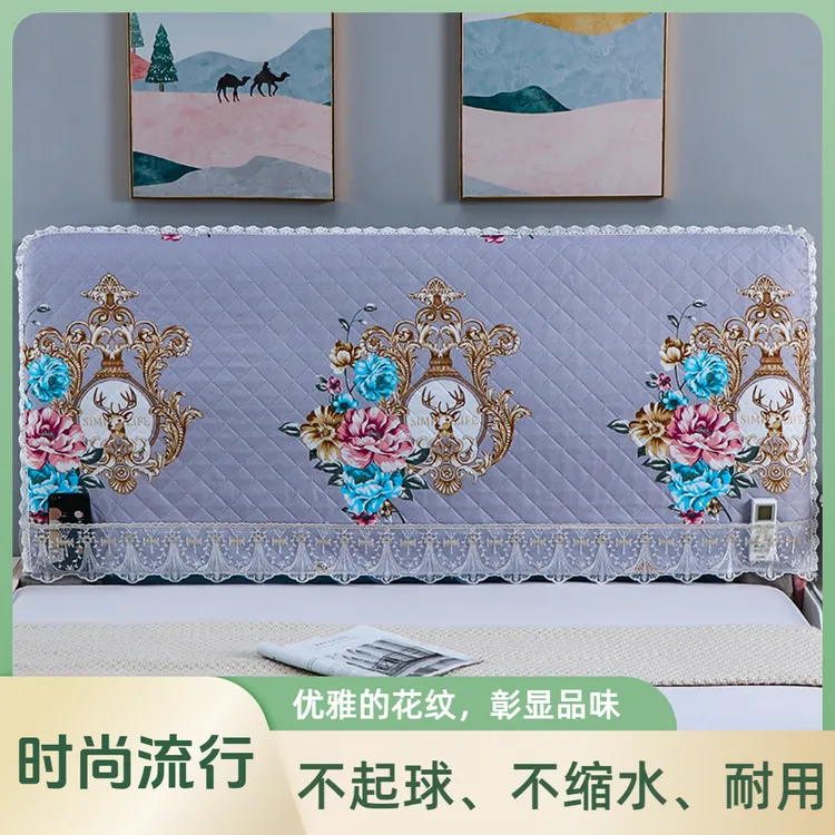 高级感新款时尚皮质布艺网红夹棉床头套实木软包皮床头保护罩子