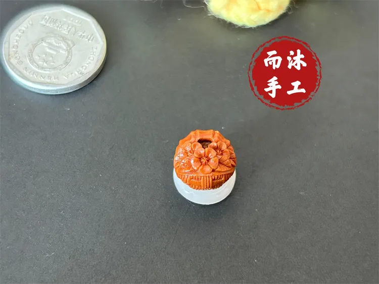 【三生三世编织花篮】双面野生龙纹桃核纯手工雕刻桃篮儿童成人手链