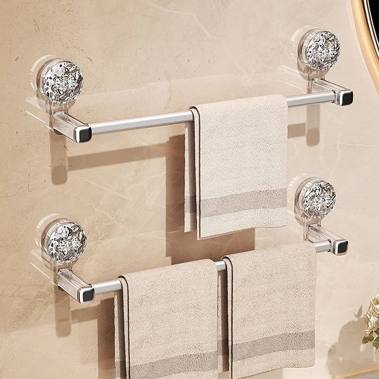 吸盘式毛巾架卫生间免打孔洗手间浴巾架单杆浴室挂杆置物架毛巾杆