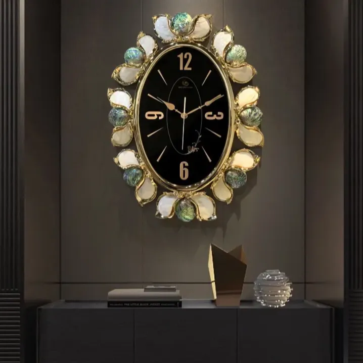 WEIMEISHI新西兰鲍鱼贝壳高端挂钟精工机芯百搭轻奢装饰艺术挂钟