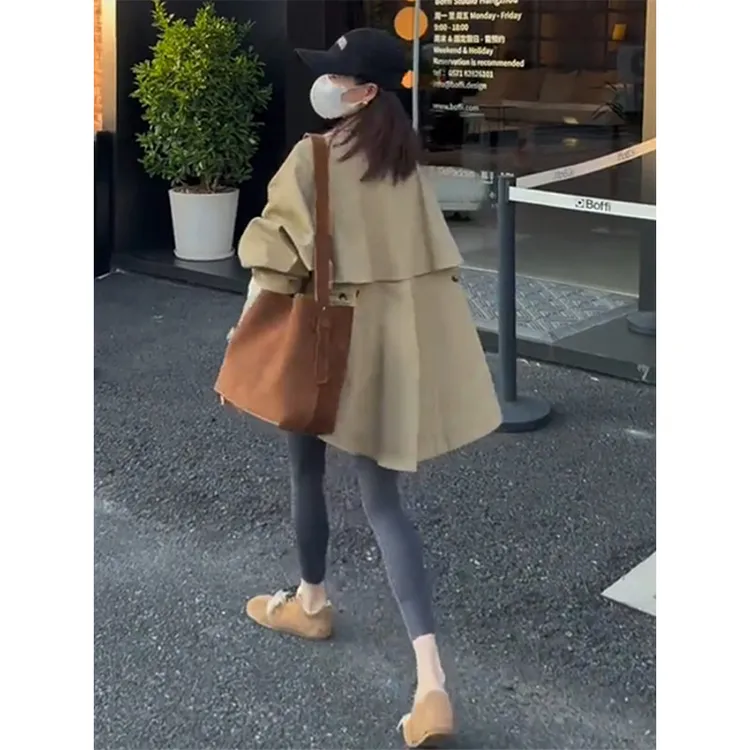复古英伦风短款风衣女2025春季新款高级感休闲时尚百搭廓形外套潮