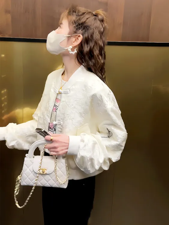 亮片刺绣棒球服外套女2025春季新款小个子小香风洋气国风夹克上衣