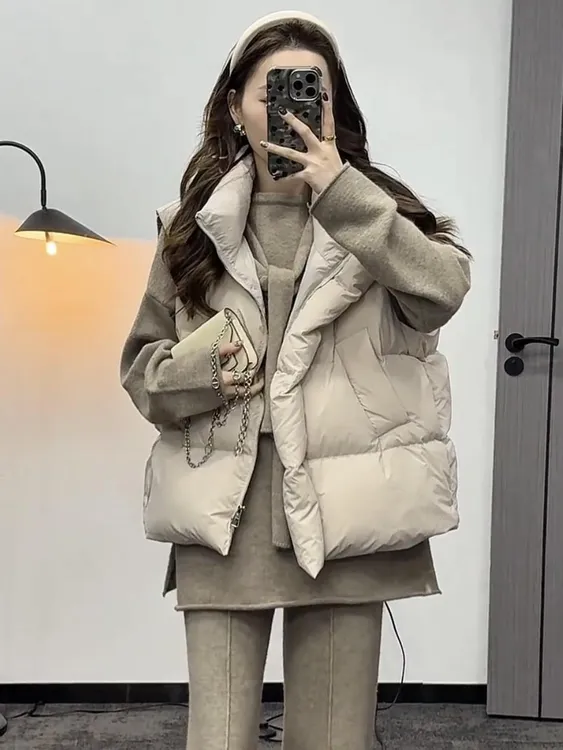 加厚短款棉马甲女2024冬季新款宽松百搭小个子显瘦马夹背心上衣