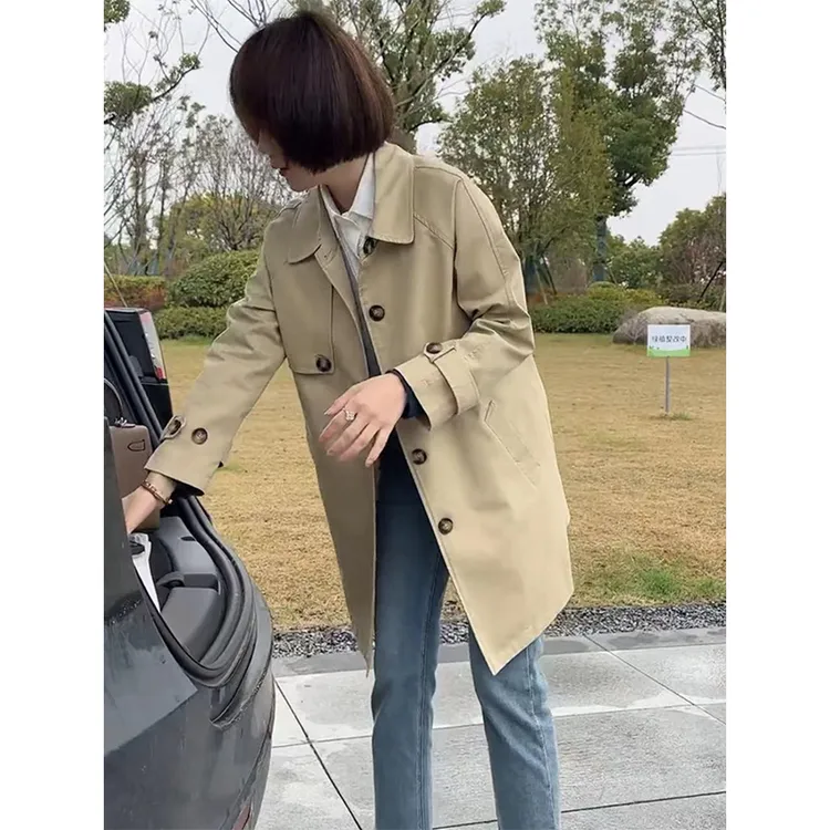 2025新款春秋季气质休闲风衣外套女中长款韩版宽松显瘦小个子大衣