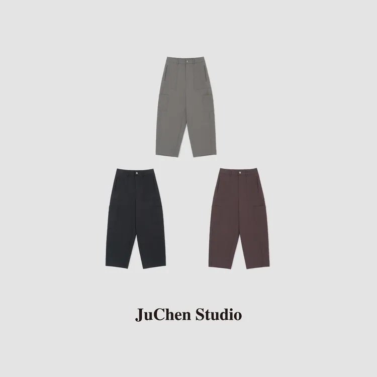 “率性街头 重磅镰刀”舒柔特多口袋立体分割工装九分裤FW072826