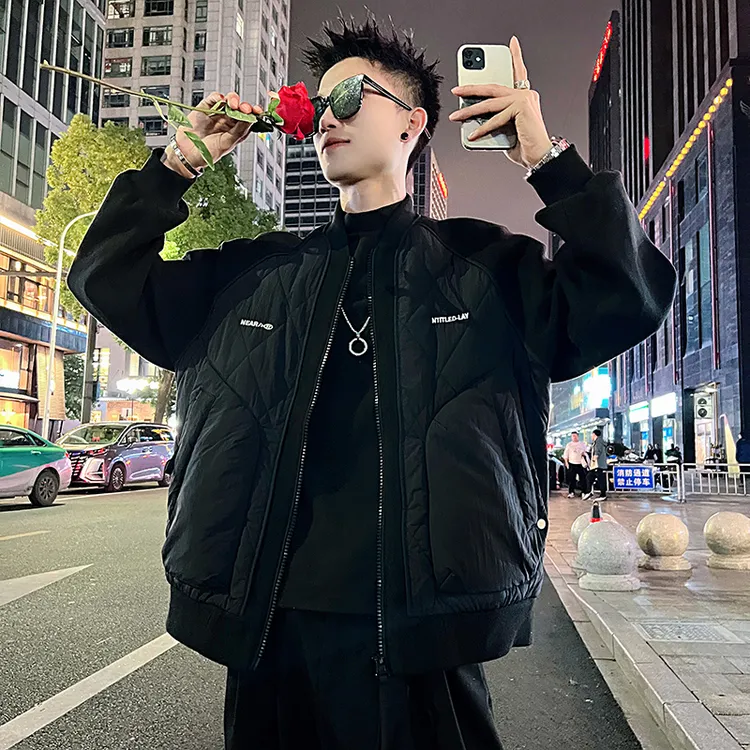 潮牌棒球领棉服男款冬季短款棉袄2024新款男士冬装高级感棉衣外套