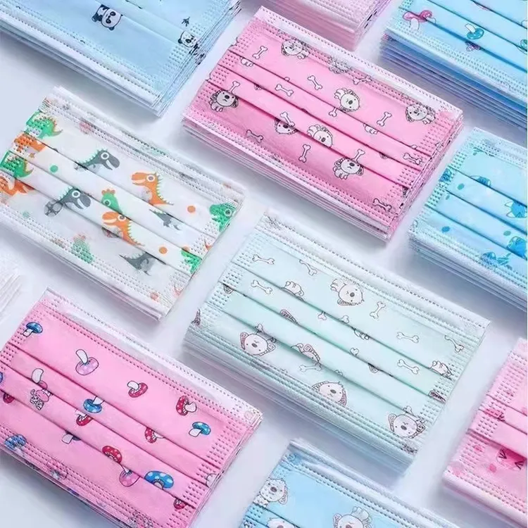 150只儿童口罩女童男童学生小孩防尘三层印花商场卡通护防