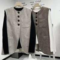 【崔社长韩装 】花灰 卡其色两色马甲 厚款