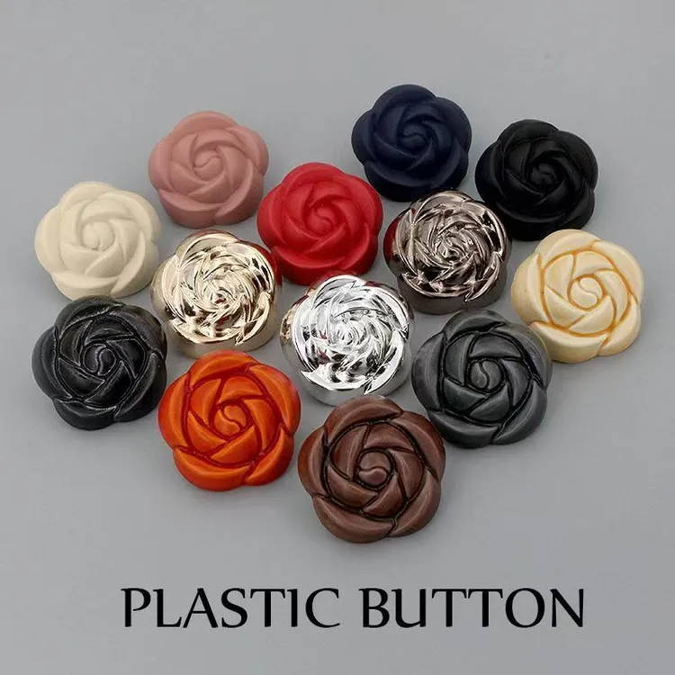 玫瑰花扣子精致百搭女士上衣开衫毛衣外套塑料手缝纽扣diy高档