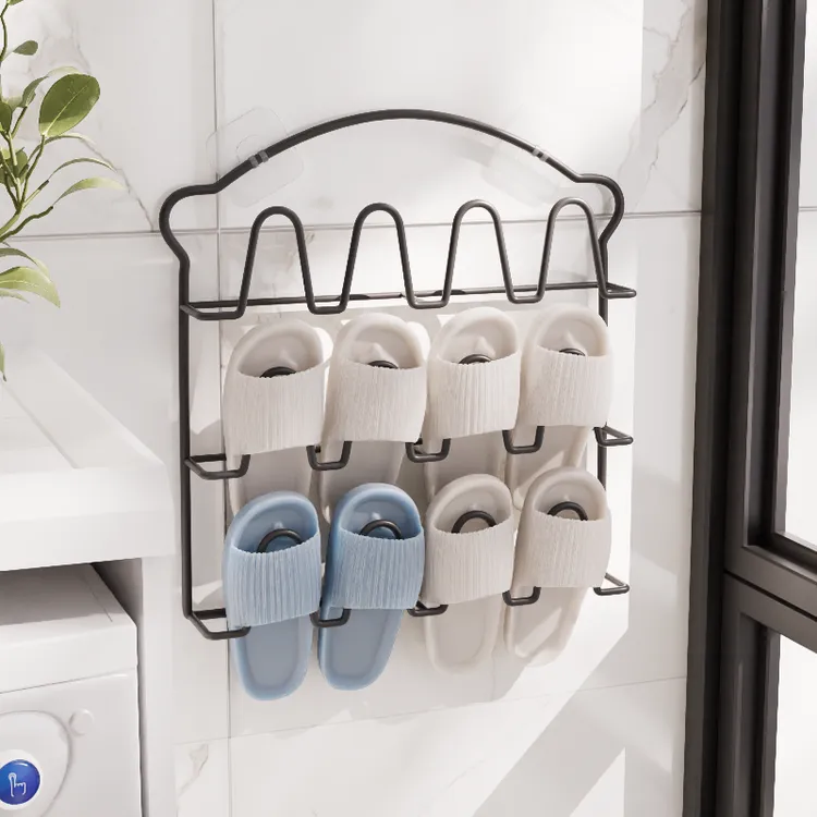 小型多层组装鞋架 入户多功能拖鞋架 浴室挂壁式免打孔收纳神器