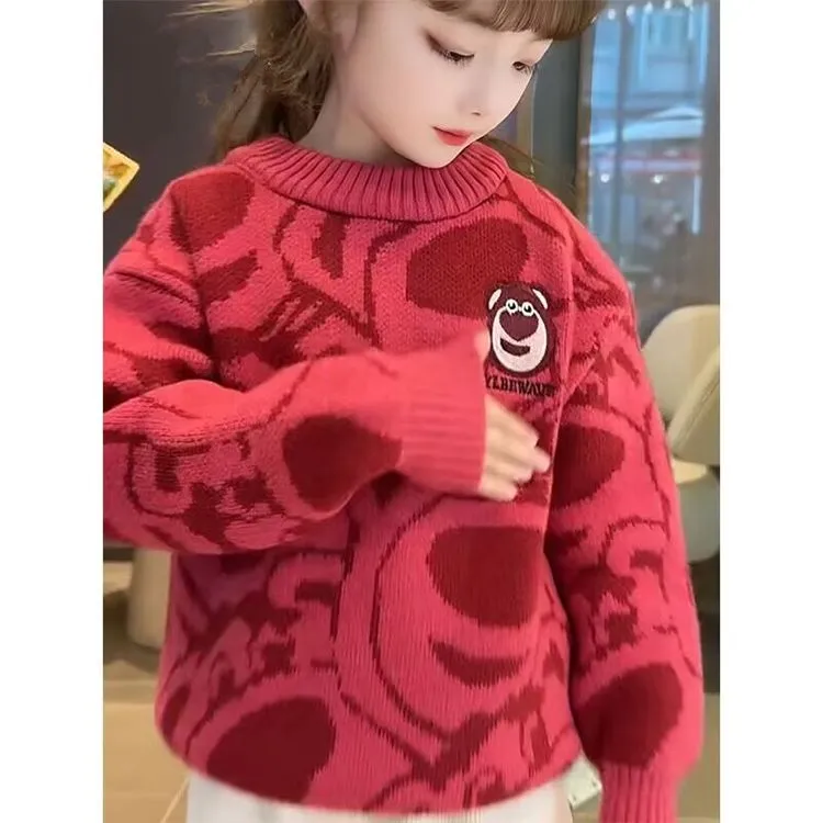 女童装2024新款儿童加厚毛衣宝宝宽松开衫针织开衫针织毛衣羊毛衫