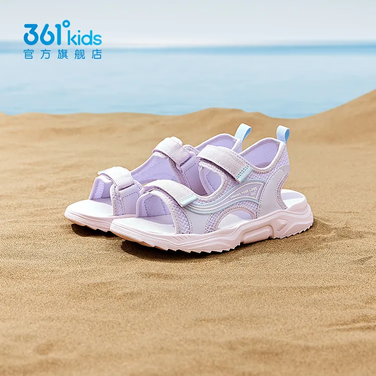 361°童鞋女童运动休闲魔术贴凉鞋2024夏季新款中大童沙滩凉鞋儿童