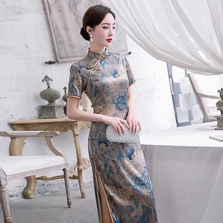 春款新式改良版旗袍 少女复古中国风走秀演出服旗袍连衣裙