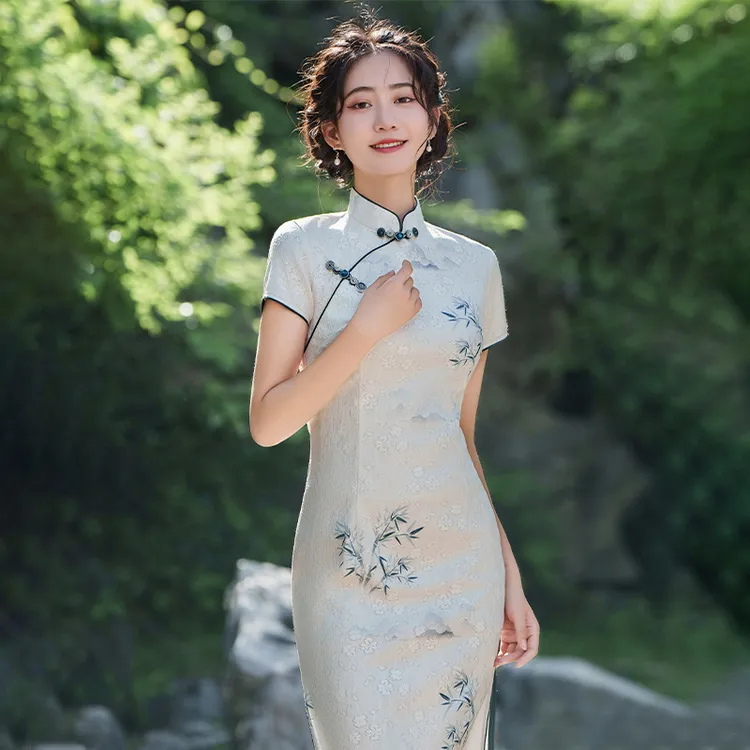 白色旗袍年轻款4少女改良日常中式国风复古民国气质优雅连衣裙